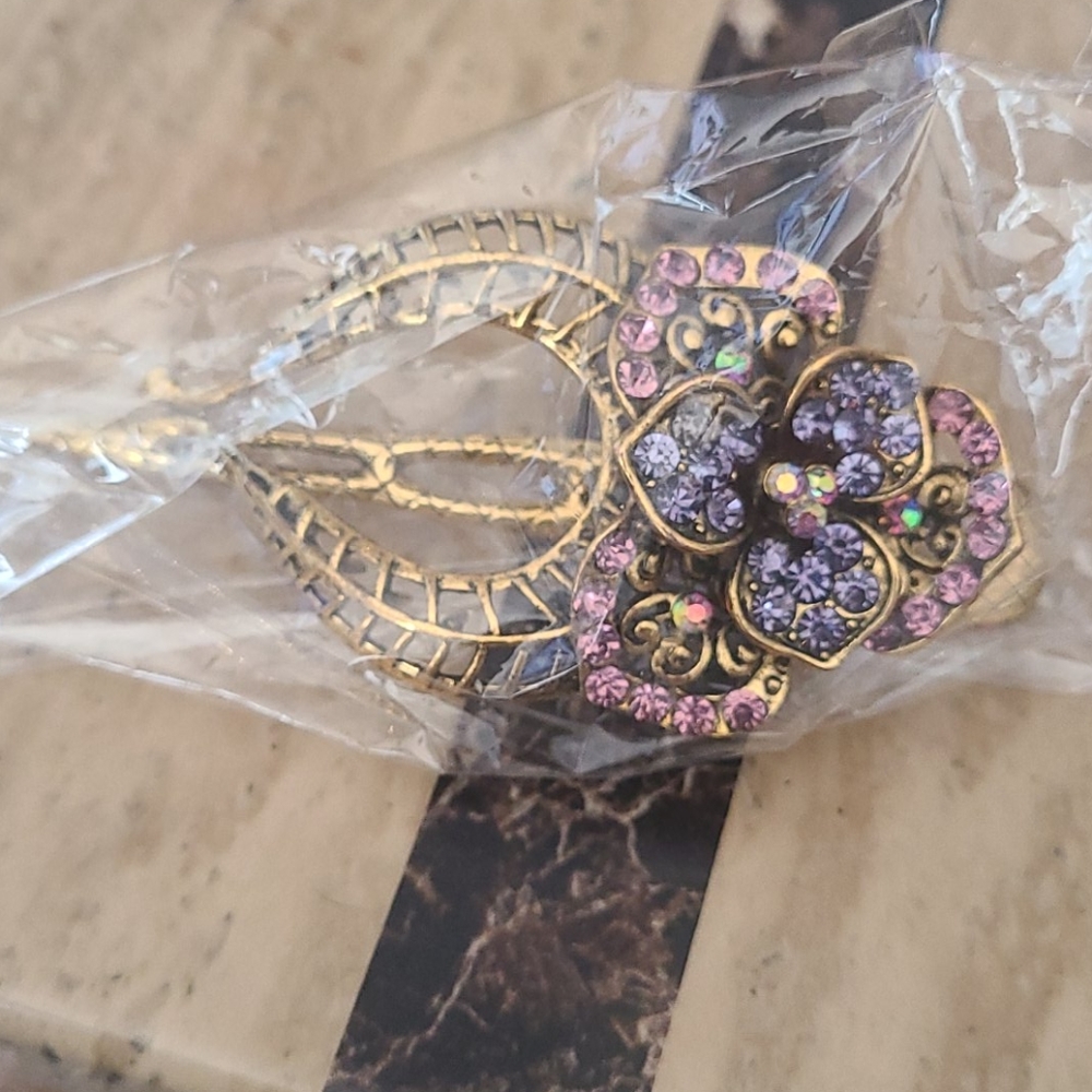 Never Used Lavender Brass and CZ Hair Clip